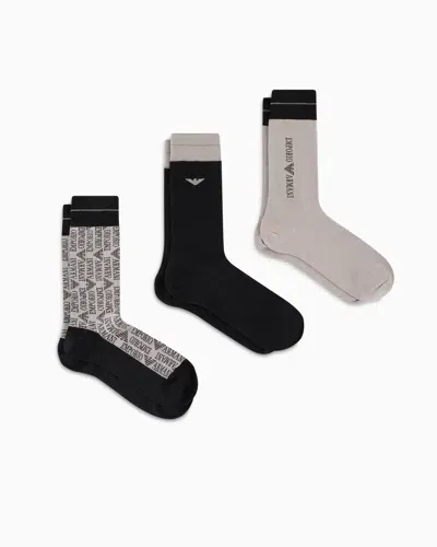 Emporio Armani 3er-pack Socken Mit Jacquard-logo In Neutral