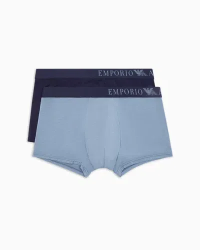 Emporio Armani Asv 2er-pack Eng Anliegende Boxershorts Aus Weicher Bio-viskose In Blue