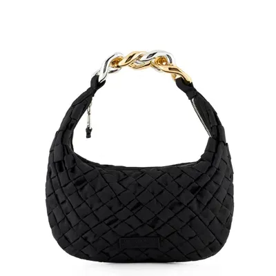 Emporio Armani Asv Chain Detailed Woven Tote Bag In Black