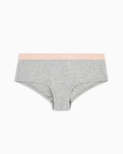 Emporio Armani Asv Culotte Aus Bio-baumwolle Mit Iconic Logo-band In Grau