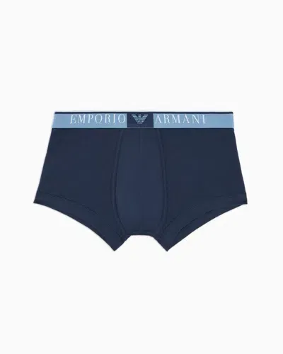 Emporio Armani Asv Eng Anliegende Boxershorts Aus Bio-baumwolle Mit Adler-logo-label In Gray