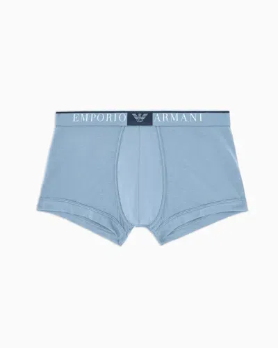 Emporio Armani Asv Eng Anliegende Boxershorts Aus Bio-baumwolle Mit Adler-logo-label In Black