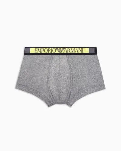 Emporio Armani Asv Eng Anliegende Boxershorts Aus Bio-baumwolle Mit Logo-label In Gray