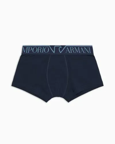 Emporio Armani Asv Eng Anliegende Boxershorts Aus Bio-baumwolle Mit Megalogo In Black