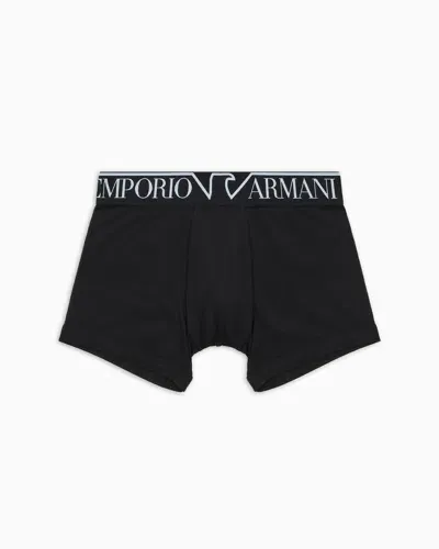 Emporio Armani Asv Eng Anliegende Boxershorts Aus Bio-baumwolle Mit Megalogo In Black