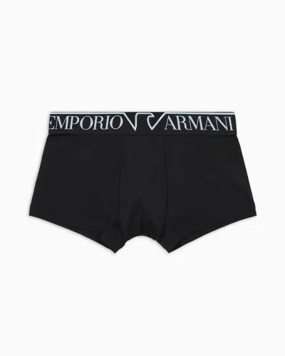 Emporio Armani Asv Eng Anliegende Boxershorts Aus Bio-baumwolle Mit Megalogo In Black