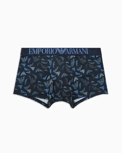 Emporio Armani Asv Eng Anliegende Boxershorts Aus Recycelter Mikrofaser Mit Allover-print In Blue