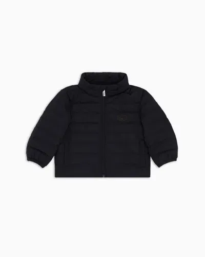 Emporio Armani Kids' Asv Quilted Nylon Jacket With Recycled Down In Black