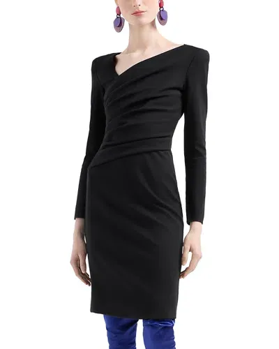 Emporio Armani Official Store Stretch Milano Stitch Fabric Dress With Asymmetric Cross-over And Draping In Black