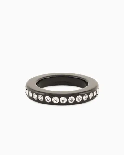 Emporio Armani Bangle With Rhinestones In Black