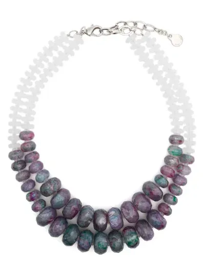 Emporio Armani Bead-embellished Necklace In Green