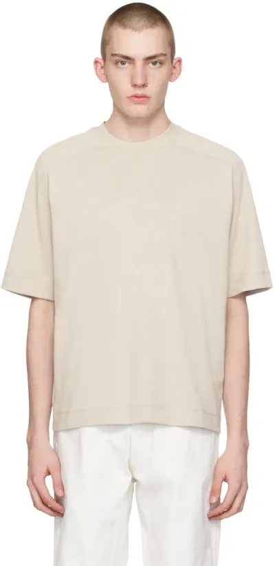 Emporio Armani Beige Embossed T-shirt In Silver Cloud