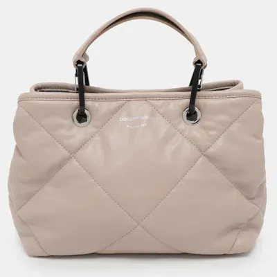 Pre-owned Emporio Armani Beige Quilted Leather Myea Tote