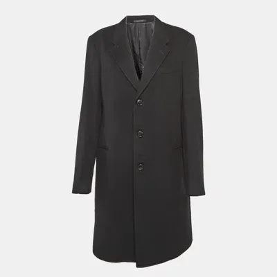 Pre-owned Emporio Armani Black Cashmere Felt Long Coat Xl