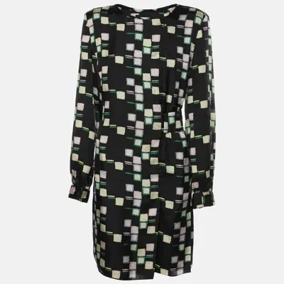 Pre-owned Emporio Armani Black Printed Crepe Mini Dress M