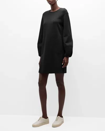 Emporio Armani Blouson-sleeve Double Jersey Mini Dress In Black