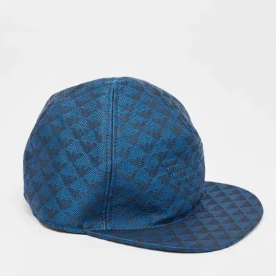 Pre-owned Emporio Armani Blue Monogram Pattern Canvas Baseball Cap S