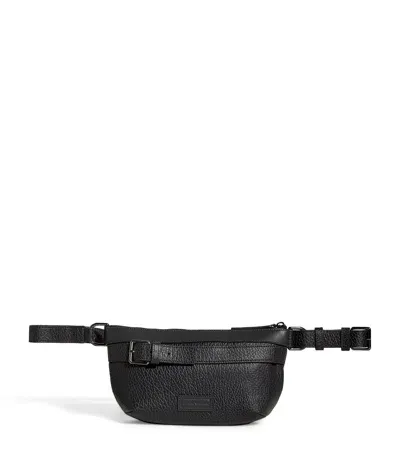 Emporio Armani Calf Leather Belt Bag In Grey