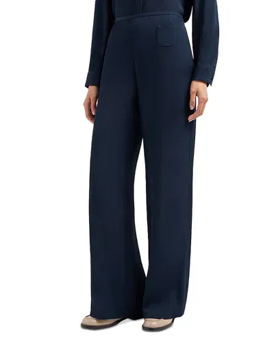 Emporio Armani Cannette Cady Wide Leg Pants In Dark Navy