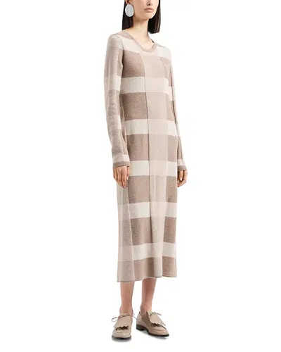 Emporio Armani Checkered Sweater Dress In Fancy Beige