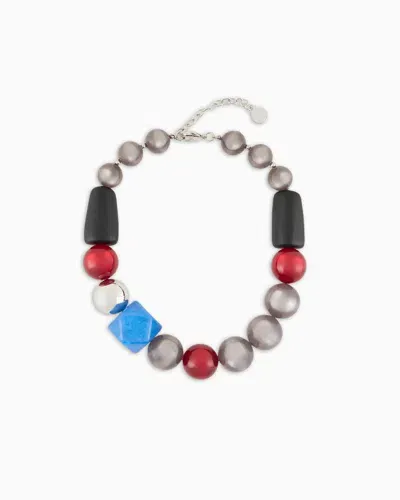 Emporio Armani Choker Necklace With Spheres And Geometric Gemstones In Multi