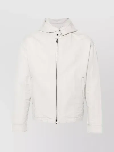 Emporio Armani Zip-up Hooded Jacket In Grey