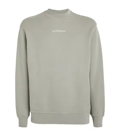 Emporio Armani Cotton Logo Sweatshirt In Grey