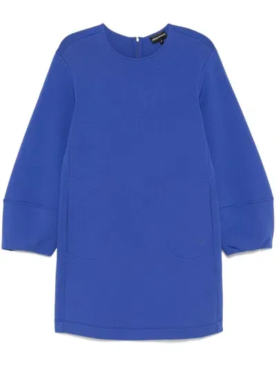 Emporio Armani Cotton Short Dress In Blue