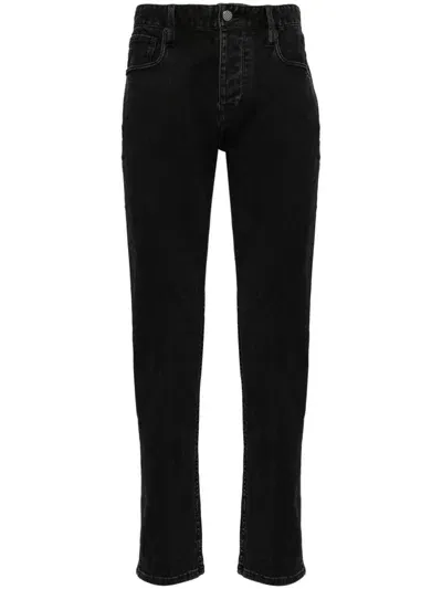 Emporio Armani Cotton Straight Leg Jeans In Black