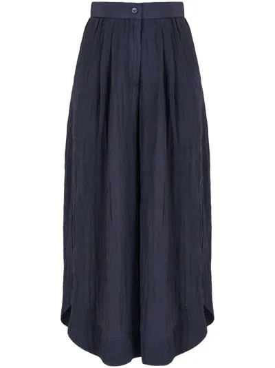 Emporio Armani Wide-leg Cropped Trousers In Blue