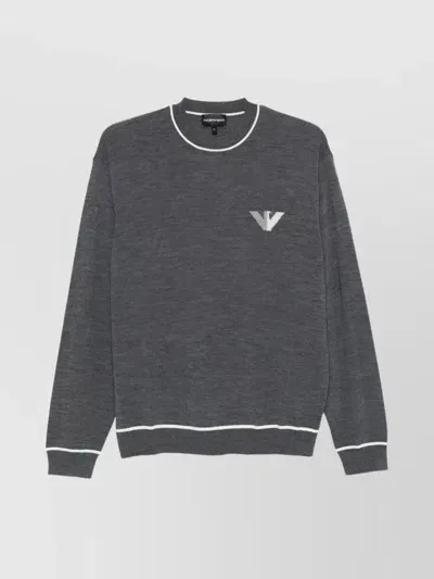 Emporio Armani Cotton Branded Sweatshirt In Grey