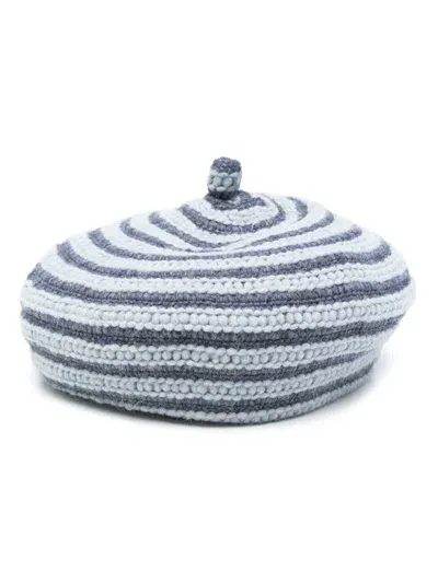 Emporio Armani Crochet Beret In Grey