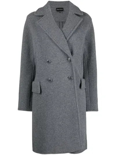 Emporio Armani Double-breasted Coat In Grey