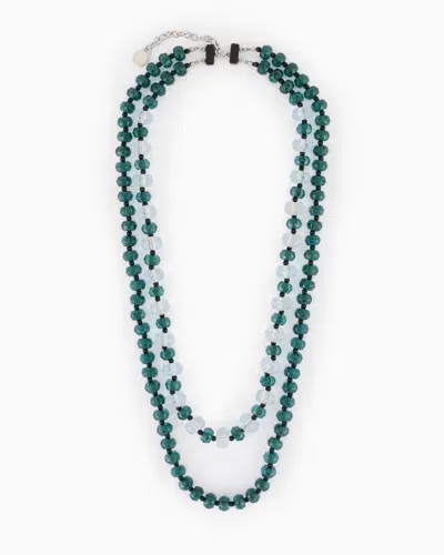 Emporio Armani Double-strand Necklace With Faceted Spheres In Green