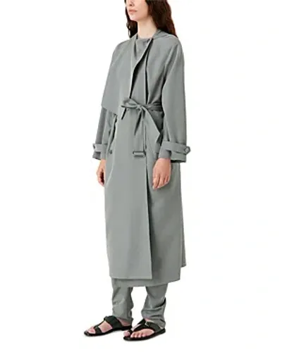 Emporio Armani Drape Front Trench Coat In Gray