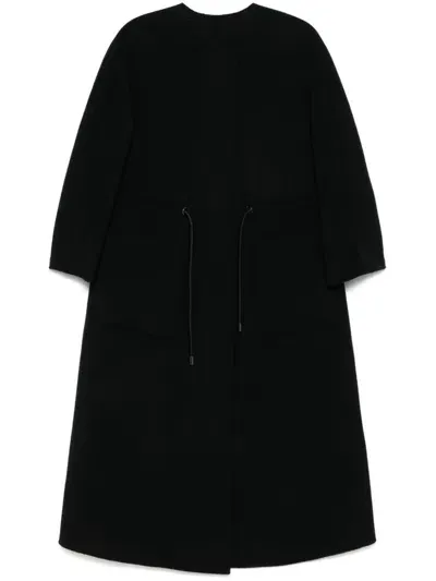 Emporio Armani Drawstring Coat In Schwarz