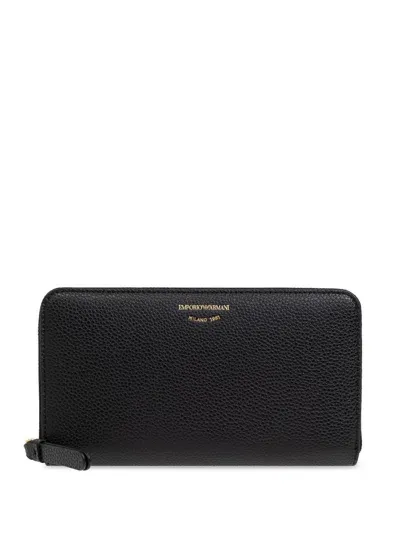 Emporio Armani Embossed-logo Wallet In Black