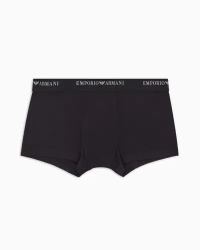 Emporio Armani Eng Anliegende Boxershort Aus Weichem Modal Mit Logobund In Black