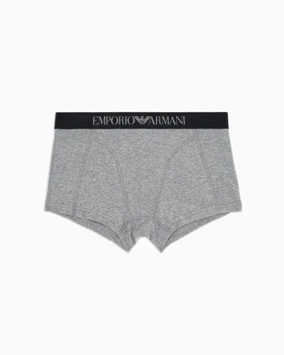 Emporio Armani Eng Anliegende Boxershorts Aus Pikee-stretch Mit Logobund In Brown