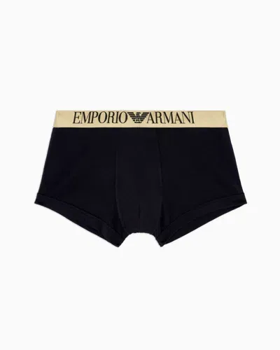 Emporio Armani Eng Anliegende Boxershorts Mit Elastischem, Glänzendem Logobund In Black