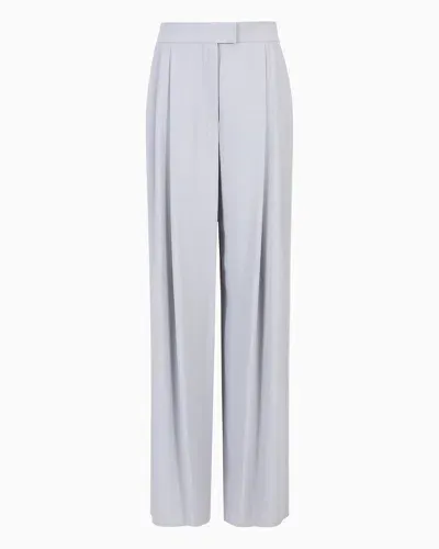 Emporio Armani Envers-satin Palazzo Trousers With Darts In Blue