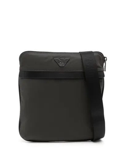 Emporio Armani Flat Messenger Bag In Black