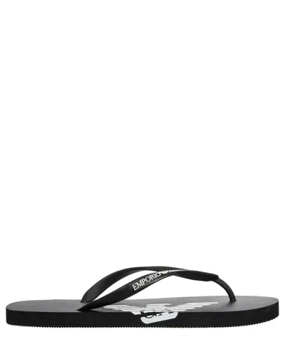 Emporio Armani Flip Flops In Black