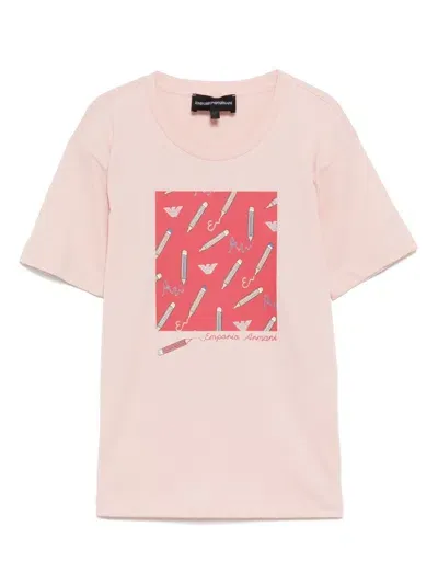 Emporio Armani Kids' Graphic-print T-shirt In Pink