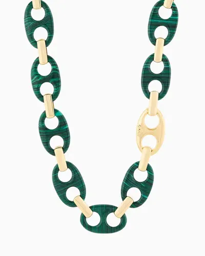 Emporio Armani Green Reconstituted Malachite Chain Necklace