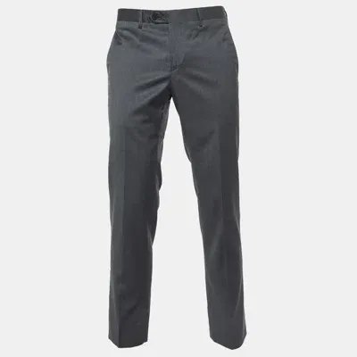 Pre-owned Emporio Armani Grey Virgin Wool Pants M