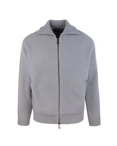 Emporio Armani Grey Zipped Cardigan