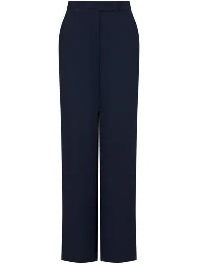 Emporio Armani High-waisted Fine-ribbed Trousers In Blue