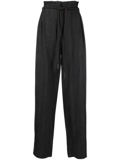 Emporio Armani High-waisted Trousers In Grey