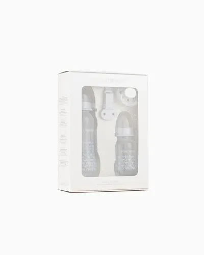 Emporio Armani Kids' Infant-care Set With Two Bottles, Dummy And Clip-on Drawstring In Light Blue